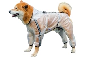 OTKARXUS Dog Raincoats Waterproof,1PC Transparent Dog Rain Coats with Reflective Strips & Hood,Dog Raincoat with Legs Jumpsuit for Pupies Small Medium Dogs (Clear, L)