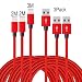 Produktbild iPhone Kabel, Auspisa 3pcs(2+2+3)M Extra Lang Schnur 8 Pin Lightning auf USB Ladekabel Kabel für iPhone SE/7/7plus/6/6S/6 PLUS/6S Plus, 5 C/5S/5, iPad Pro/Air/Mini, iPod Nano/Touch (rot)