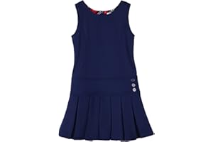Bienzoe Girls School Uniform Jumper: Stretch Fit Pleated Hem Kids Sleeveless Jumper