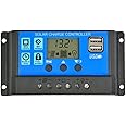 IDUINO 20A Solar Charge Controller, Solar Panel Charger Controller 12V/24V, Multi-Function Adjustable LCD Display with Dual USB Port Timer Setting PWM Auto Parameter (20A)