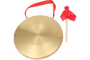 BIGTREE 36cm/14inch Gong with Mallet Brass Copper Hand Gong Cymbals Portable Brass Tam Tam Gong Brass Traditional Chinese Percussion Instruments with Round Playing Hammer Orchestra Church Opera