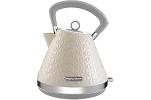 Morphy Richards Vector Pyramid Kettle, 1.5L, 3kW Rapid Boil, Anti Limescale Filter, Boil Dry Protection, Water Window, Pull Ring Removeable Lid, 360 Cordless Base, Cream, 108132