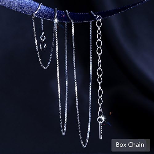 Eshion Jewelry 925 Sterling Silver Necklaces Chain Box Chain Snake Chain Link Chain Seeds Chain For Jewelry Necklace Making Spring Ring Clasp (Box Chain)