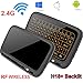 Produktbild Mini Tastatur, Hintergrundbeleuchtung Wirele Maus Touchpad und Combo, Super-VIP H18 ganze Panel große Touch-Oberfläche Multiple Fingergesten 2.4G Wifi Mini Touchpad für Android TV-Box, Windows PC, HTPC, IPTV, Raspberry Pi (H18 Hintergrundbeleuchtung)