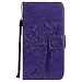 Produktbild Leder Hülle für Moto G5,Brieftasche Hülle für Motorola Moto G5,Moto G5 Hülle Flip Case Wallet,Fanryn Retro Elegant Butterfly Schmetterling Baum Katze Muster Prägung PU Leder Ledercase Schutzhülle Handy Lanyard Strap Flip Tasche Wallet Case Cover Schutzhülle Etui Tasche Handytasche Hülle Standfunktion mit Kartenfächer Silikon Rückseite Cover für Moto G5 - Lila