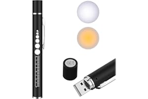 Uadme Stylo Lampe, Lampes Stylo Rechargeable USB, Stylo Infirmiere Lumière, avec Jauge de Pupille et Clip, pour Médecins