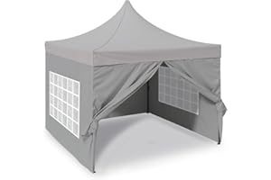 Jack Stonehouse Garden Pop Up Gazebo 2.5m x 2.5m Waterproof Party Marquee Tents With 4 Detachable Tear Resistant Sides And Windows Waterproof Silver Double PU Coated Layer Roof Heavy Duty Carry Bag.