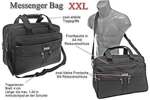 Schultertasche Citybag Flugbegleiter Ausweistasche Umhängetasche Business Messenger Bag Tasche Black NEU - 4