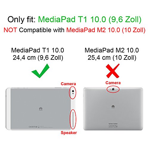 Fintie Huawei MediaPad T1 10 Hülle – Slim Fit Kunstleder (Folio) Schutzhülle Tasche Case Cover Standfunktion und Stylus-Halterung für Huawei MediaPad T1 10.0 LTE / WiFi (9,6 Zoll) Tablet-PC, Rot - 2