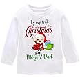It's My First Christmas with Mom and Dad White Full Sleeve Cotton T-Shirt for New Born Baby Boys and Girls - C318