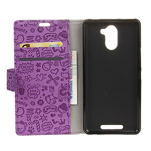 COVO   PU TPU Faux Cuero Billetera Funda para BQ Aquaris U Plus con Stand Funci  n  P  rpura 