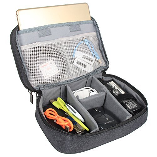 BUBM Mehrfachfunktion Kabelorganiser Tasche Reisetasche mit Doppelschichten für Elektronische Zubehöre wie Netzteil, Maus und USB Stricks(Mittel, Schwarz) - 8