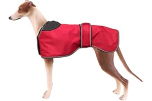 Morezi Veste imperméable pour Chien, Doublure Polaire, avec Ceinture et Trou de col réglables, adaptée aux lévriers-Rouge-XS