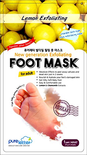'Triclosan'-free New Generation Lemon Extract Exfoliating Foot Mask - "Sock type" Foot Exfoliating Exfoliator Care Mask - Perfectly Peel Away Calluses and Dead Skin Cells in Just 2 Weeks!!! - 1 Pair