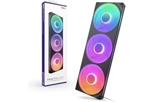 ‎NZXT NZXT F420 RGB Core - 420mm Single-Frame Fan Unit z 3 x 140mm wentylatorami RGB-Kontrola prędkości i oświetlenia - Wysokie ciśnienie statyczne i przepływ powietrza-8 diod LED aRGB na wentylator- Czarny
