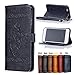 Produktbild iPhone 7 Leder Hülle,Handy Hülle Tasche iPhone 7,Ledertasche für iPhone 7,Leweiany Handytasche iPhone 7 Schutzhülle aus Echt-Leder Retro Blumen Prägung Hülle im Ständer Bookstyle Wallet Tasche Flip Brieftasche Etui Schale mit Kartenfach, Magnet und Praktischer Standfunktion Luxus Tasche für Apple iPhone 7 4.7 Zoll - Premium Hülle in Schwarz