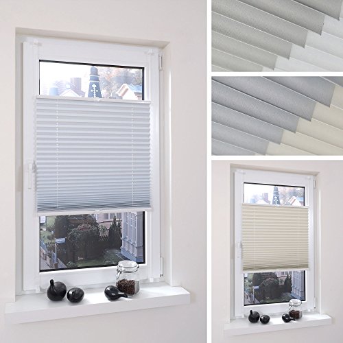 HOMELIA Thermo Klemmfix-Plissee, Stoff: 100% Polyester, Verdunklung / Blackout, verspannt ohne Bohren oder Schrauben, 080 x 130 weiß