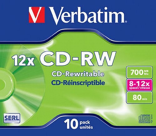 Verbatim CD RW Rewritable 700 MB Mo 8-12 x speed 80 Min. 10 pack - 2