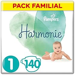 Pampers - Harmonie - Couches Taille 1 (2-5 kg) Hypoallergénique - Pack Familial (140 couches)