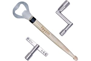 Rayzm Trommelschlüssel, kontinuierliche Bewegungsgeschwindigkeitstaste und Trommel Bier Flaschenöffner, Neuheit Geschenk für Drummer (3er Pack)