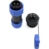 HangTon TY20 2 Pin 25A Screw Terminal Connector, Aviation Waterproof Quick Disconnect, Panel Mount Male Female Cable Plug Soc