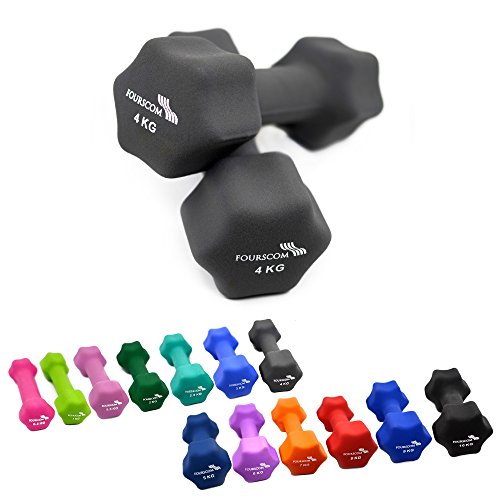2er Set FOURSCOM® 2x 0,5-2x 10kg Neopren Hanteln Kurzhanteln Gymnastikhanteln, 13 verschiedene Gewichte und Farben zur Auswahl