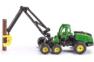 siku 1652, Abatteuse John Deere Harvester, Métal/Plastique, Verte, avec Tronc d'Arbre, Grue rotative
