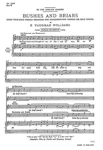 Read Ralph Vaughan Williams Bushes And Briars Satb Sheet Music Pdf