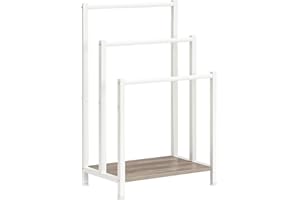 HOOBRO Porte-Serviettes, Range-Serviettes avec 3 Barres, Support Salle de Bain, Étagère de Rangement, 43 x 28 x 81 cm, pour Serviettes, Blanc EWG03LB01