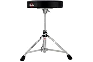 Taburete de tambor Gibraltar Serie 5000 (diámetro del asiento redondo: 33 cm, asiento de vinilo, bloqueo de memoria, ajuste de altura infinito, pies de goma ""Super Foot"")