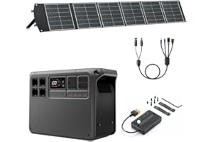 DJI Power 2000, station électrique portable 3000W, avec 1 panneau solaire pliable de 200 W, 1 MC4 vers DC5525 Male / DC7909 Male/Anderson 30 A/XT60 Female, 1 MPPT.