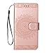 Produktbild Miagon iPhone 6S/6 (4,7 Zoll) Hülle,Rose Gold Mandala Blumen Handytasche Flip Case Cover Schutzhülle Ledertasche Lederhülle Bookstyle Klapphülle Kartenfächer für iPhone 6S/6 (4,7 Zoll)