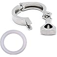 QiiMii Stainless Steel 304 Single Pin Heavy Duty Tri Clamp with Wing Nut for Ferrule TC 1.5" with 1 pc Silicone Gasket