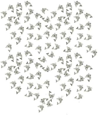 Tennessee Crafts 4256 Metal Fittings Zinc Alloy Dolphins 16 by 26mm Beads, Antique Sliver, 100-Piece