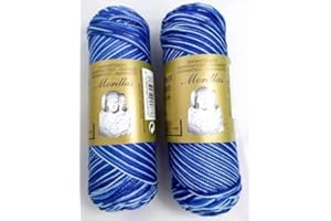 MORILLAS PACK 2 ZEPELINES Algodón perlé 100% egipcio mercerizado para DIY y tejer a mano labores de ganchillo o punto con un acabado elegante. (2 X 70gr) (5, AZUL MULTICOLOR)