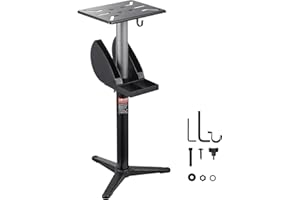 VEVOR Bench Grinder Stand, Bench Grinder Vise Floor Pedestal with 31.5 x 25.4 cm Mounting Plate, Height-Adjustable Pedestal Stand with Grinding Wheel Storage Compartment & Heavy-Duty Cast Iron Base