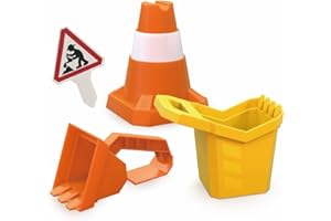 Hape - Set di strumenti da costruzione per la sabbia - Secchiello scavatore, bulldozer e cono per bambinI dai 3 anni