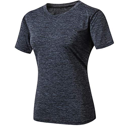 MEETYOO T-Shirts Femme, Manches Courtes Tee Shirt Maillot Sport Mesh Respirant Running Vetement pour Jogging Musculation Gym