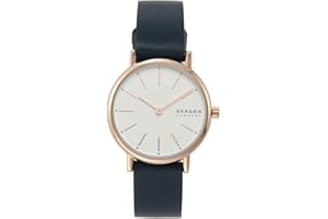 Skagen Signatur Lille Watch for Women, Rose Gold Tone Quartz Two Hand Movement with Stainless Steel or Leather Strap