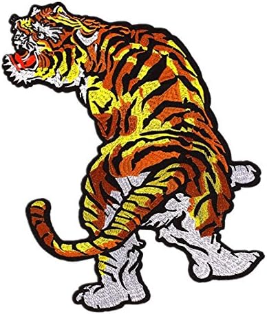 Meatilk Large Size Tiger Cartoon DIY Embroidered Stickers Iron Sewing on Applique Patches