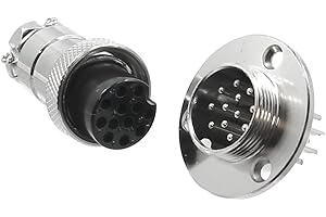 WITTKOWARE M19 Metall Steckverbinder-Paar, Kupplung/Einbaustecker, verschraubbar, Lötanschluss, Zugentlastung, Dichtung/Schutzkappe, 10A, 12-polig