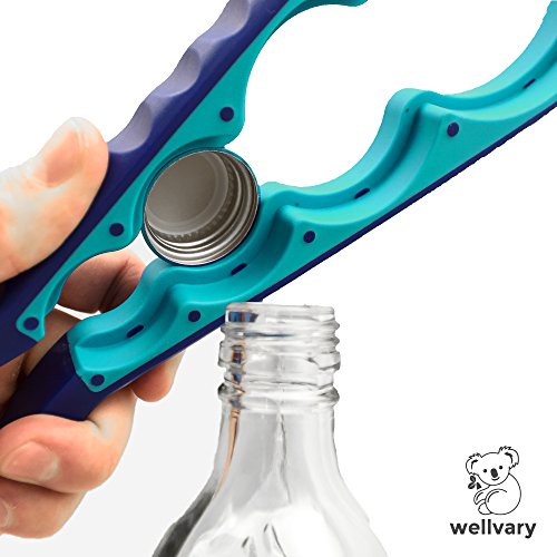 Premium Deckelöffner & Dosenöffner – Universal Flaschenöffner für Schraubverschlüsse, Öffnungshilfe & Glasöffner für Schraubgläser, Flaschen und Einmachgläser 8-in-1 in blau von wellvary – Der freundliche Koala - 5