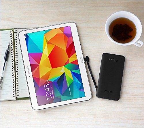 EasyAcc 6000mAh Ultra-sottile Batteria Esterna Smart Output Power Bank Caricatore Portatile ad con Built-in cavo Micro USB per Smartphone - Nero