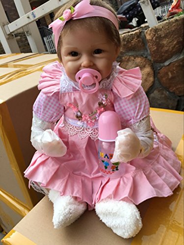 22'' 55CM Silicone Lifelike Reborn Baby Doll Newborn Dolls Cute Smiling Baby Gift Free Magnet Pacifier Dummy