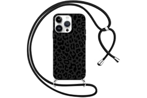 Foonary Handykette Hülle mit Kette für Apple iPhone 14 Pro 6,1" Handyhülle, Leopard Design Band Necklace Case mit Kordel zum Umhängen Silikon Bumper Kratzfest Schutzhülle Cover Schnur für iPhone 14Pro