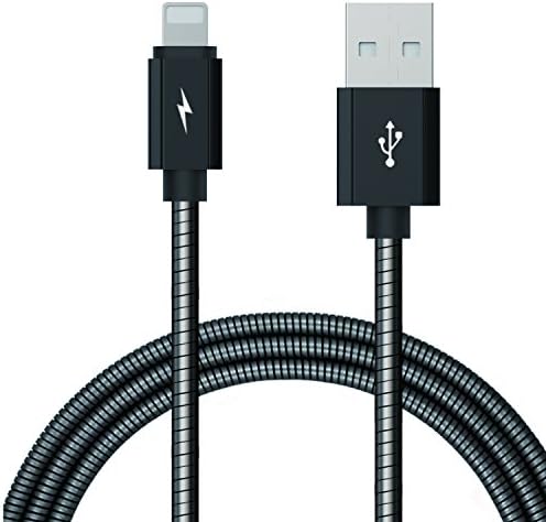 XUTU Metal USB Lightning Cable 3.3ft/1M Extremely Durable Metal iphone Charging Cable for iphone 7/ 7 Plus/ 6/ 6 Plus/ iPad iPod (Black)