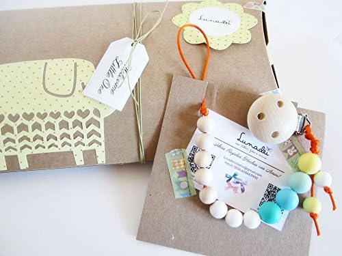 Portaciuccio (in 100% Silicone Alimentare Antibatterico, senza BPA e non tossico) con Scatola Regalo (Personalizzabile con il nome del Bebé) | Baby Shower Gift Idea | Modello "Frullato alla Menta" | Idea Regalo Originale per Mamme e Bebé