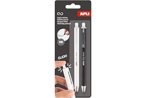 Apli 20064 - Pack de 2 crayons Infini gris rétractables - Mine HB - Corps des crayons : Blanc et Noir