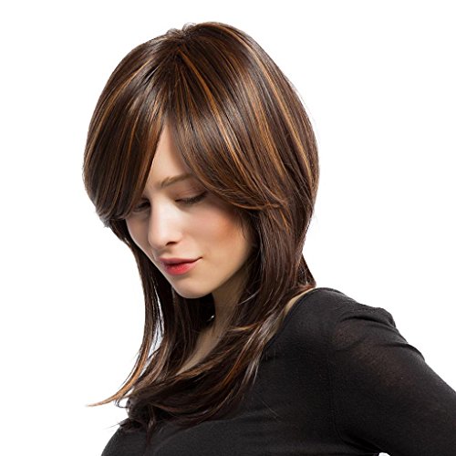Segolike Women Ladies Natural Straight Wig Medium Long Layered Highlight Brown Gold Mix Color Wig with Net Cap Fashion Cosplay Daily Wear RS.910 (91.00% Off) - Amazon