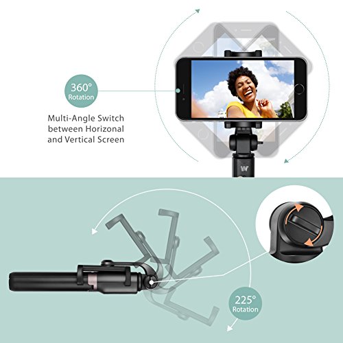 Bastone Selfie Bluetooth, Hongyifa Selfie Stick con Treppiede, Telecomando Shutter, Rotazione a 360Â°, per 3,5-6 pollici Smartphone iPhone, Samsung, Huawei ect.